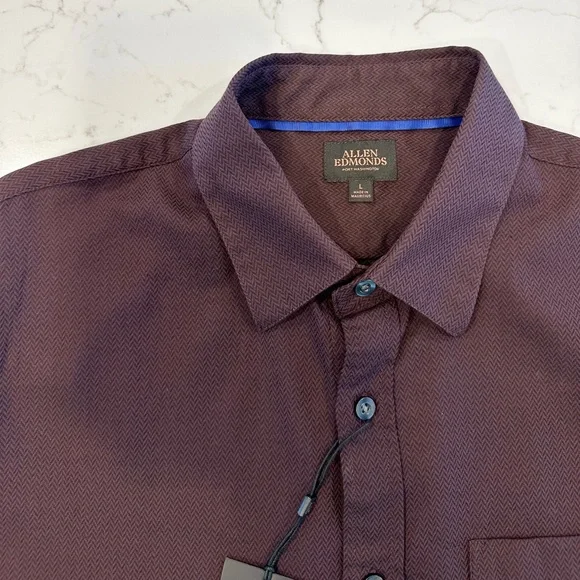 Allen Edmonds Men's Burgundy Button Down Shirt, 100% cotton - Picture 7 of 9
